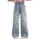 thumbnail image 2 of Cowsor Girls Baggy Jeans Distressed Denim Pants Elastic Waist Wide Leg Jeans for Girls Kids Loose, 2 of 7