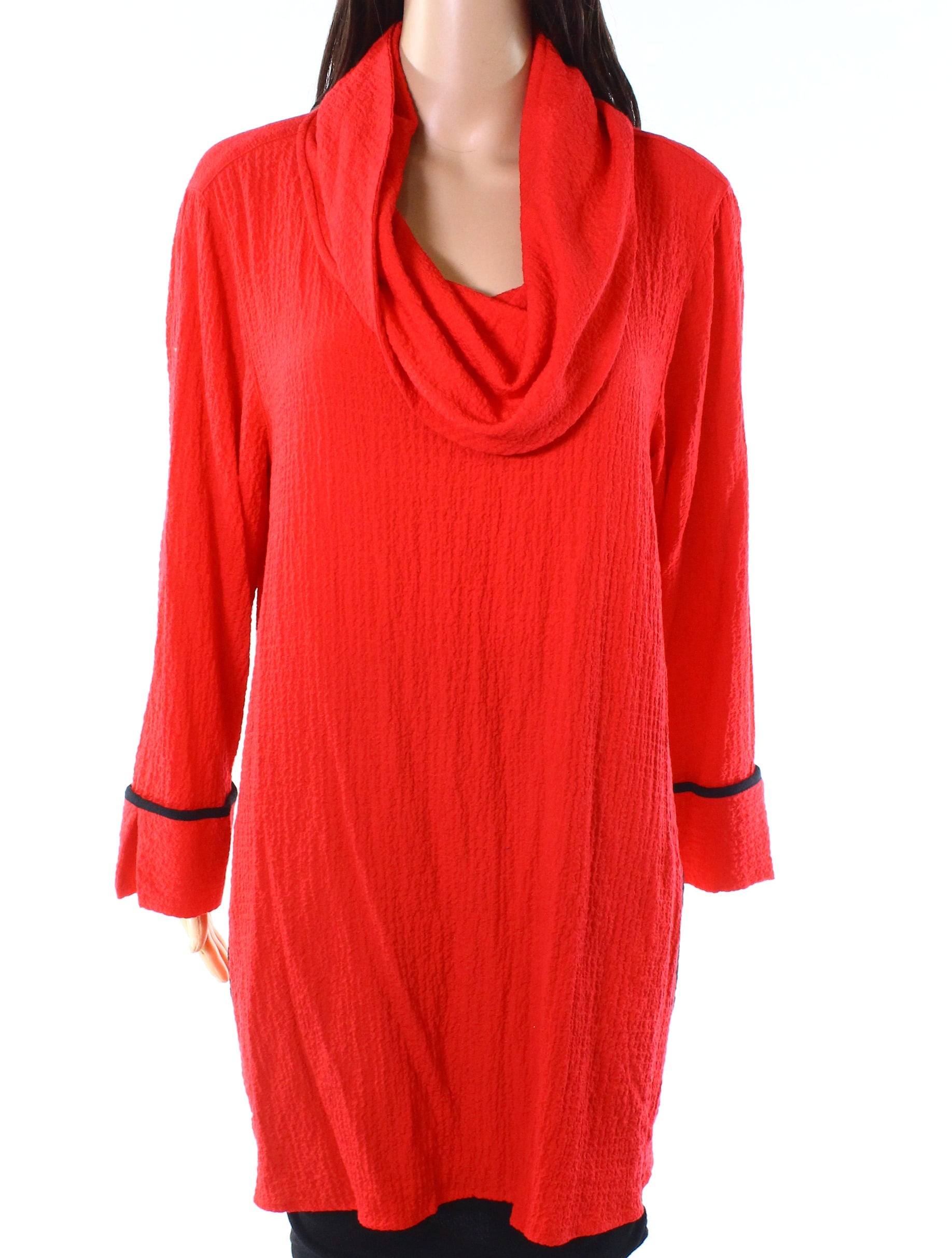 Ali Miles - Ali Miles Womens Plus Contrast-Detail Cowl-Neck Blouse - Walmart.com - Walmart.com