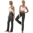 thumbnail image 3 of BUBBLELIME 29""/31""/33""/35"" 4 estilos Pantalones de yoga con piernas rectas para mujer Control de barriga - Pierna recta_Olivegray L_35"" Entrepierna, 3 of 5
