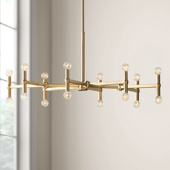 Possini Euro Design Marya Satin Brass Chandelier 37" Wide Modern 24-Light Fixture for Dining Room House Foyer Kitchen Island Entryway Bedroom Home