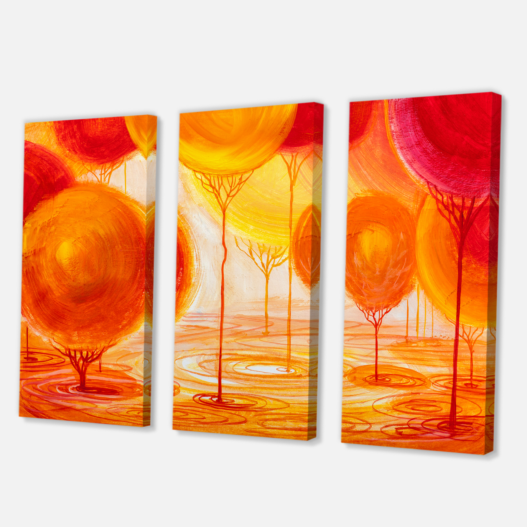 Designart ' Ornamental Colourful Trees II ' Modern Canvas Wall Art Print