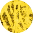 thumbnail image 1 of Ahgly Company Machine Washable Indoor Round Abstract Yellow Modern Area Rugs, 4' Round, 1 of 4