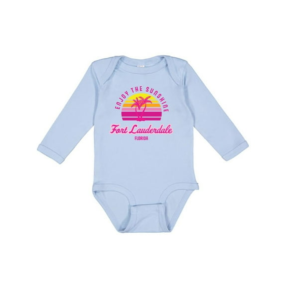 Inktastic Summer Enjoy the Sunshine Fort Lauderdale Florida in Pink Boys or Girls Long Sleeve Baby Bodysuit