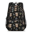 thumbnail image 2 of Highland Cow and Flower Print Backpack for School, Cute School Bag with Adjustable Shoulder Straps and Padded Back, 16.9"x12.6"x5.9", 2 of 3