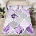thumbnail image 2 of jejeloiu Bohemian Geometric Stripes Full Size Sheets,Vintage Waves Line Bed Sheets,Purple White Black Sheet Sets For Luxury Bedroom Decor,4 Pieces, 2 of 7