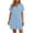 Light Blue, variant on Women's Split Neck Short Sleeve Mini Dress Wrap Bust Empire Waist Loose Fit Casual Summer Swing Dress For Women