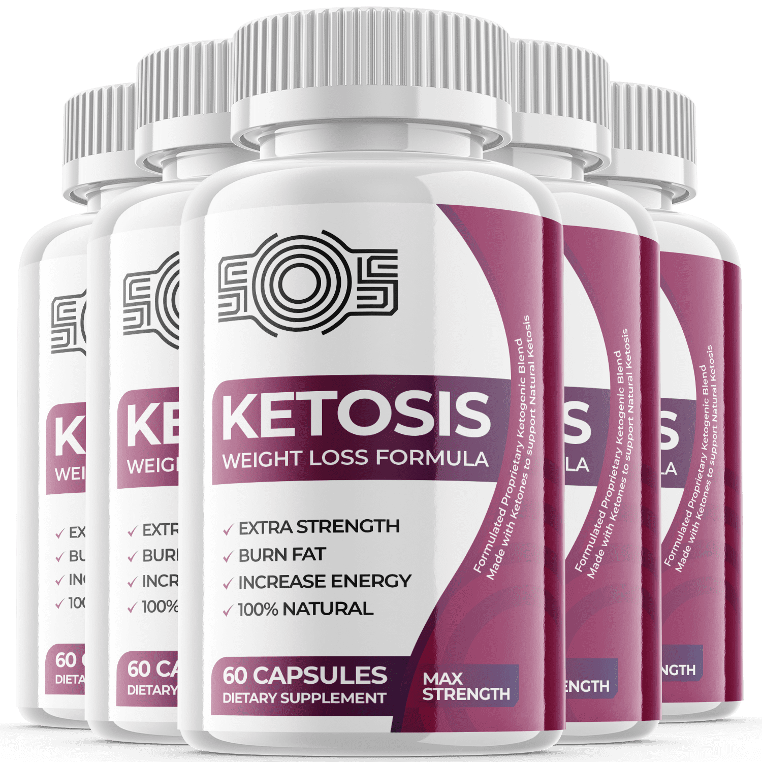 (5 Pack) SOS Ketosis Keto Weight Loss Formula Energy & Focus Boosting Dietary Supplements