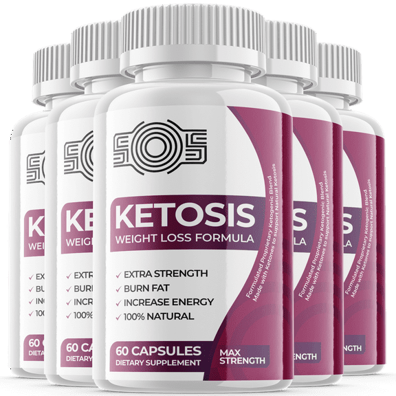 (5 Pack) SOS Ketosis - Keto Weight Loss Formula - Energy & Focus Boosting Dietary Supplements for Weight Management & Metabolism - Advanced Fat Burn Raspberry Ketones Pills - 300 Capsules