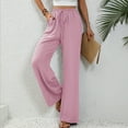 thumbnail image 4 of Ayolanni Pink Womens Pants Wide-Leg Drawstring High Rise Solid Pants Womens Pants Petite Capri M, 4 of 8