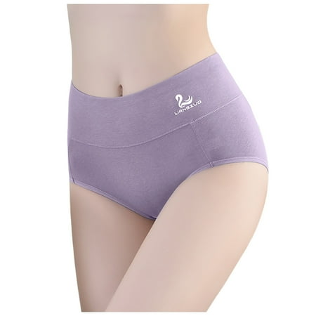 BYHONG Underwear Women Lace Waistband Full Briefs Ladies High Leg Knickers for Women Soft Stretch Panties Panties for Women Pack Light Purple L