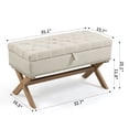 thumbnail image 6 of Roromall 35" Storage Ottoman Bench Linen Fabric Storage Bench with Button-Tufted and Wood Legs for Living Room Bedroom Entryway Dining Room, 6 of 6