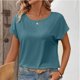 thumbnail image 5 of Camisetas de Mujer Casual, Cuello Redondo con Encaje de Manga Corta para la Oficina, la Fiesta Y el Uso Diario, 5 of 9