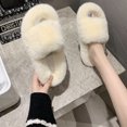 thumbnail image 3 of Woman House Sandals Fuzzy Non-skid Thick Open Toe Slides Cross Band Slippers, 3 of 10