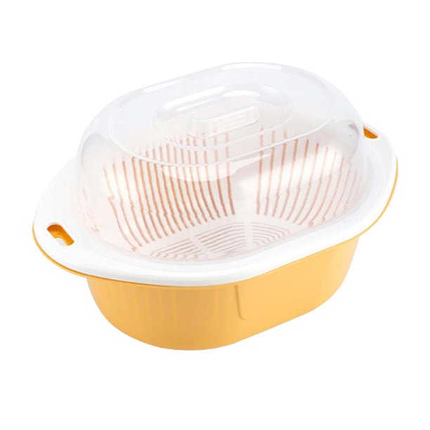 Juegos de tazones de colador de cocina, tazón de lavado multifunción con coladores, canasta y tazones de drenaje para verduras, frutas, mezcla de Amarillo BLESIY Cuenco del colador del colador