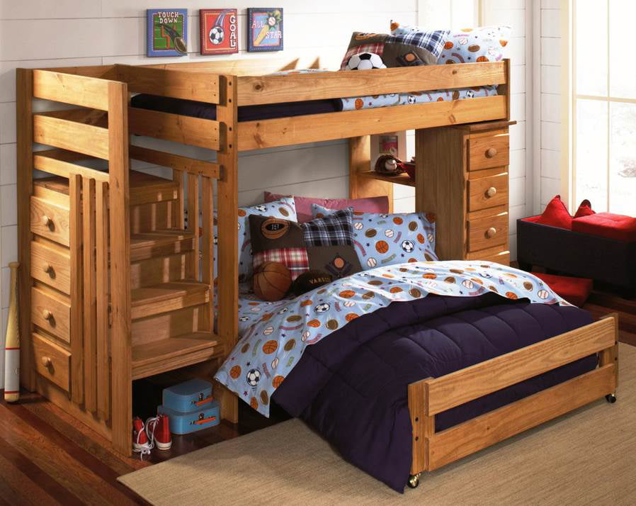 Twin Over Full Loft Staircase Bunk Bed, Bunk Bed Loft With Stairs