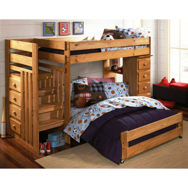Twin Over Full Loft Staircase Bunk Bed, Twin Over Full Loft Bed