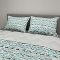 thumbnail image 2 of Maritime Comforter & Sham Bedding Set, Continuous Horizontal Seagulls Wavy Lines, 3 pcs Duvet Set Microfiber Filling Quilt, 5 Sizes, Seafoam White, by Ambesonne, 2 of 4