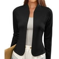 thumbnail image 4 of Uaswgudfs ​Women's Collarless Slim Fit Blazer - Open Front Structured Design with Contrast Piping Detail​, 4 of 9