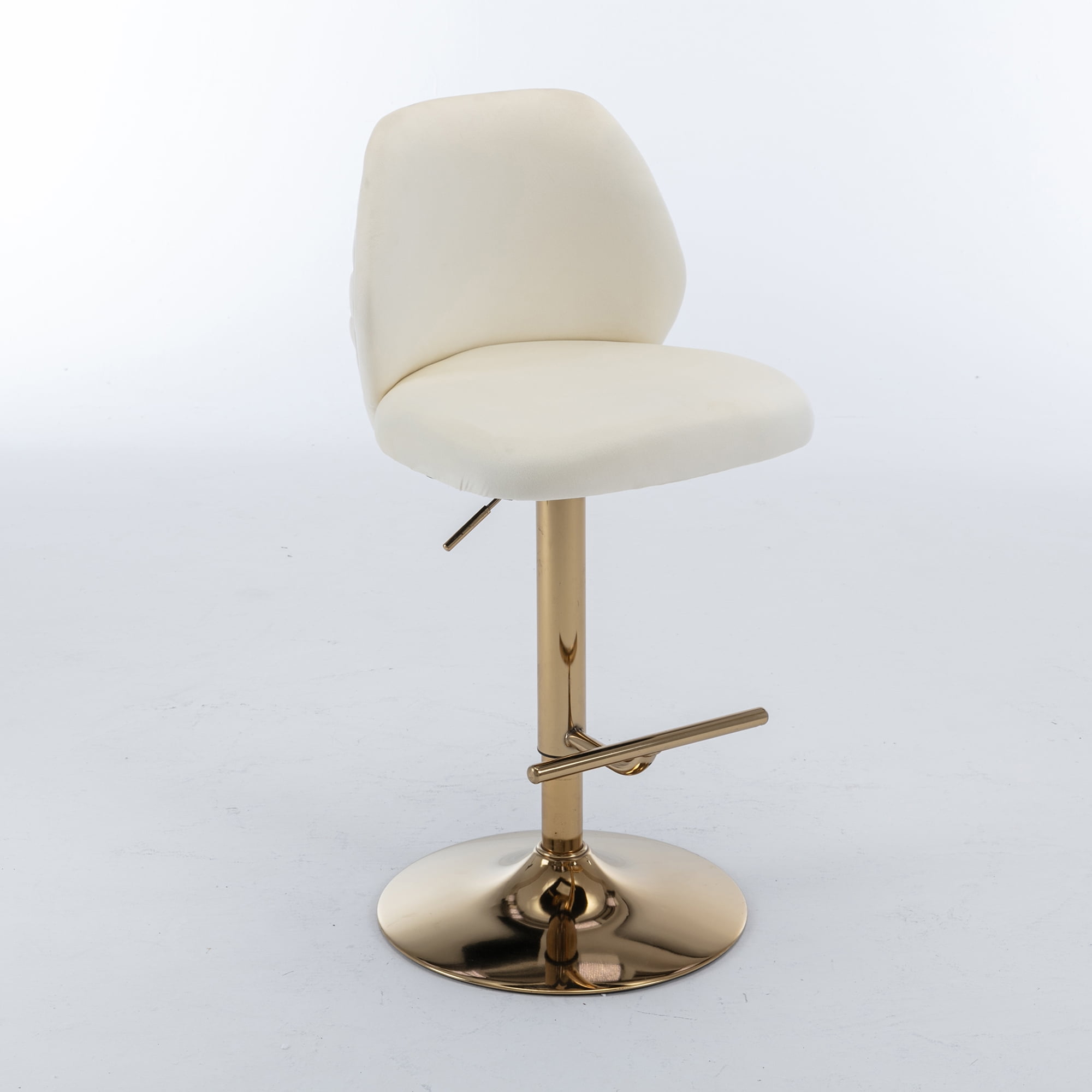 Kadyn Swivel Bar Stools Chair Set of 2, Adjustable Counter Height Barstools with Tufted High Back & Ring Pull, Cream Kadyn Swivel Bar Stools Chair Set of 2, Adjustable Counter Height Barstools with Tufted High Back & Ring Pull, Cream
