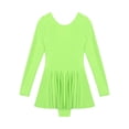 thumbnail image 5 of Zaldita Women's Long Sleeve Skirted Leotard Ballet Dance Dress Glossy Silky Gymnastic Yoga Bodysuits Fluorescent Green XL, 5 of 7