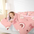 thumbnail image 4 of Manfei Cartoon Rainbow 7-Piece King Bedding,Pink Princess Bowtie King Bed in a Bag,Pink Reversible, 4 of 7