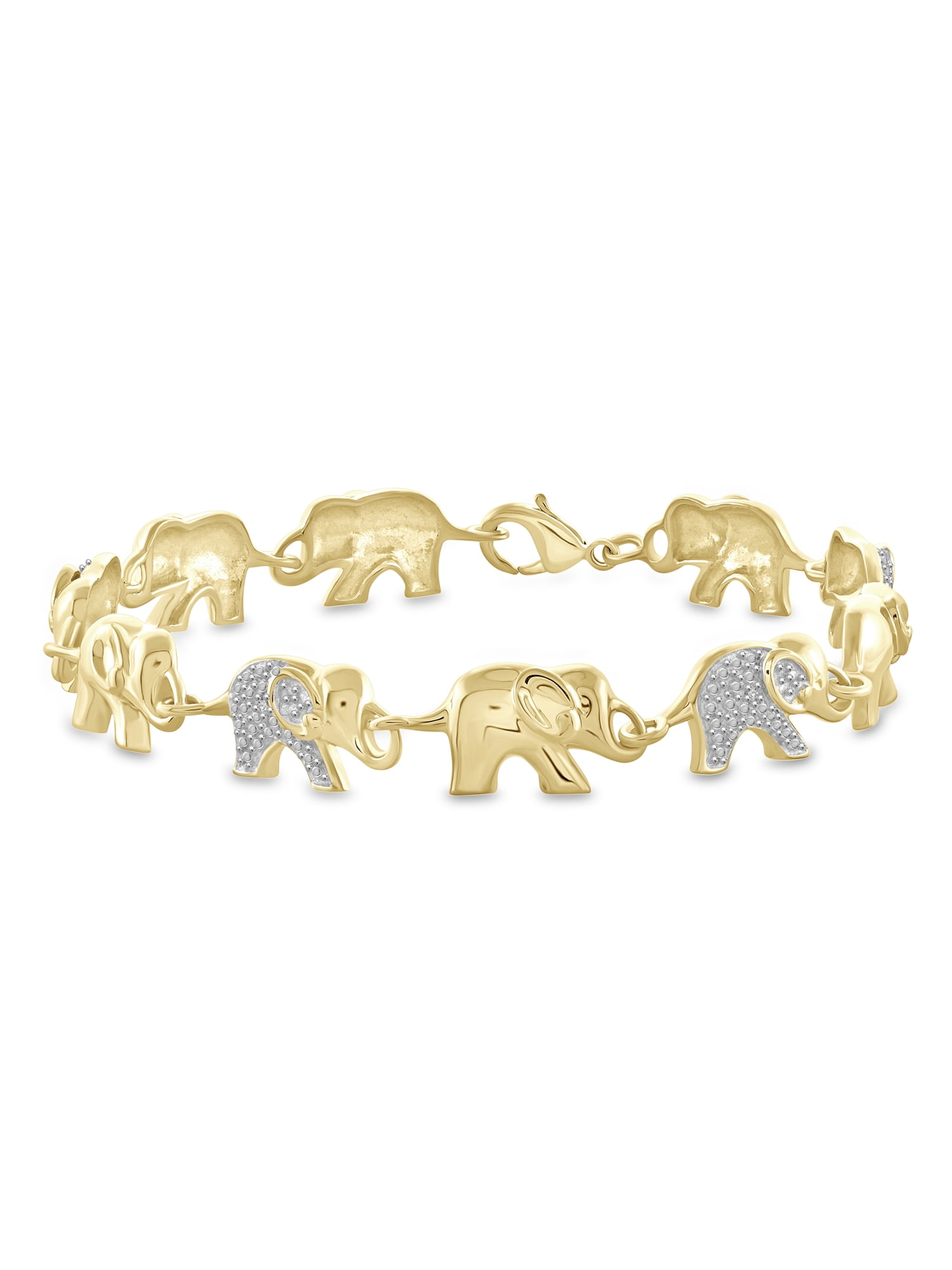 White Diamond Accent 14kt GoldPlated Elephant Bracelet