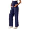 thumbnail image 4 of Abomasnow Womens Maternity Pants Over Belly High Waist Straight Leg Stretchy Pants Work Office Business Casual Pregnant Trousers with Pockets, 4 of 7