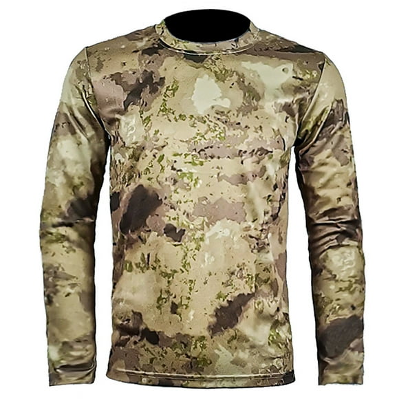 Funicet Homme Léger Respirant Ajusté Camouflage Séchage Manches Longues Col Rond