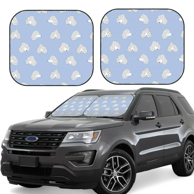 Vsdgher Cute Poodle Dog Print Car Windshield Sun Shade, Reflective Sunshade Window Sunshade Sun Visor Protector Fit for Cars,Trucks,SUVs-Large