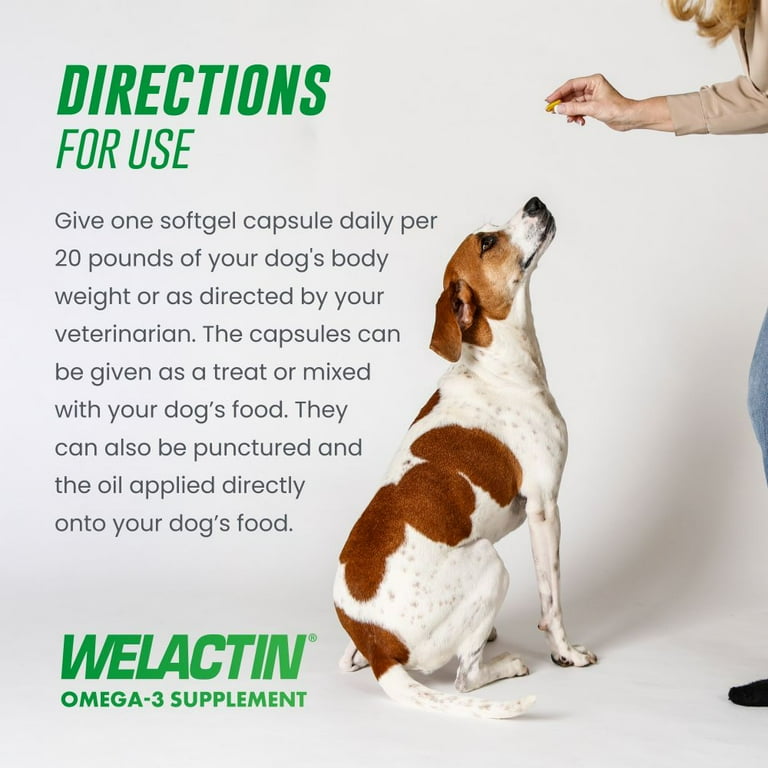 Welactin Canine Omega-3 Fish Oil Health Supplement for Dogs, Skin