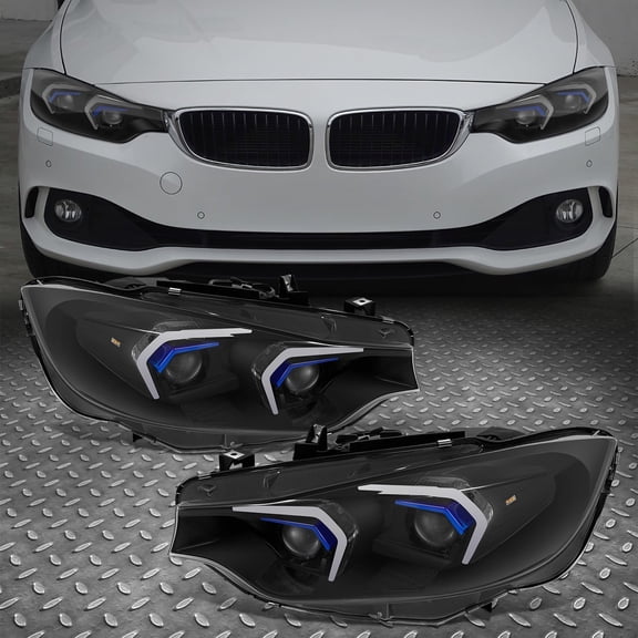 NUVISION for 14-20 BMW F32 F33 428I 430I 435 LED Switchback HID Projector Black Headlight