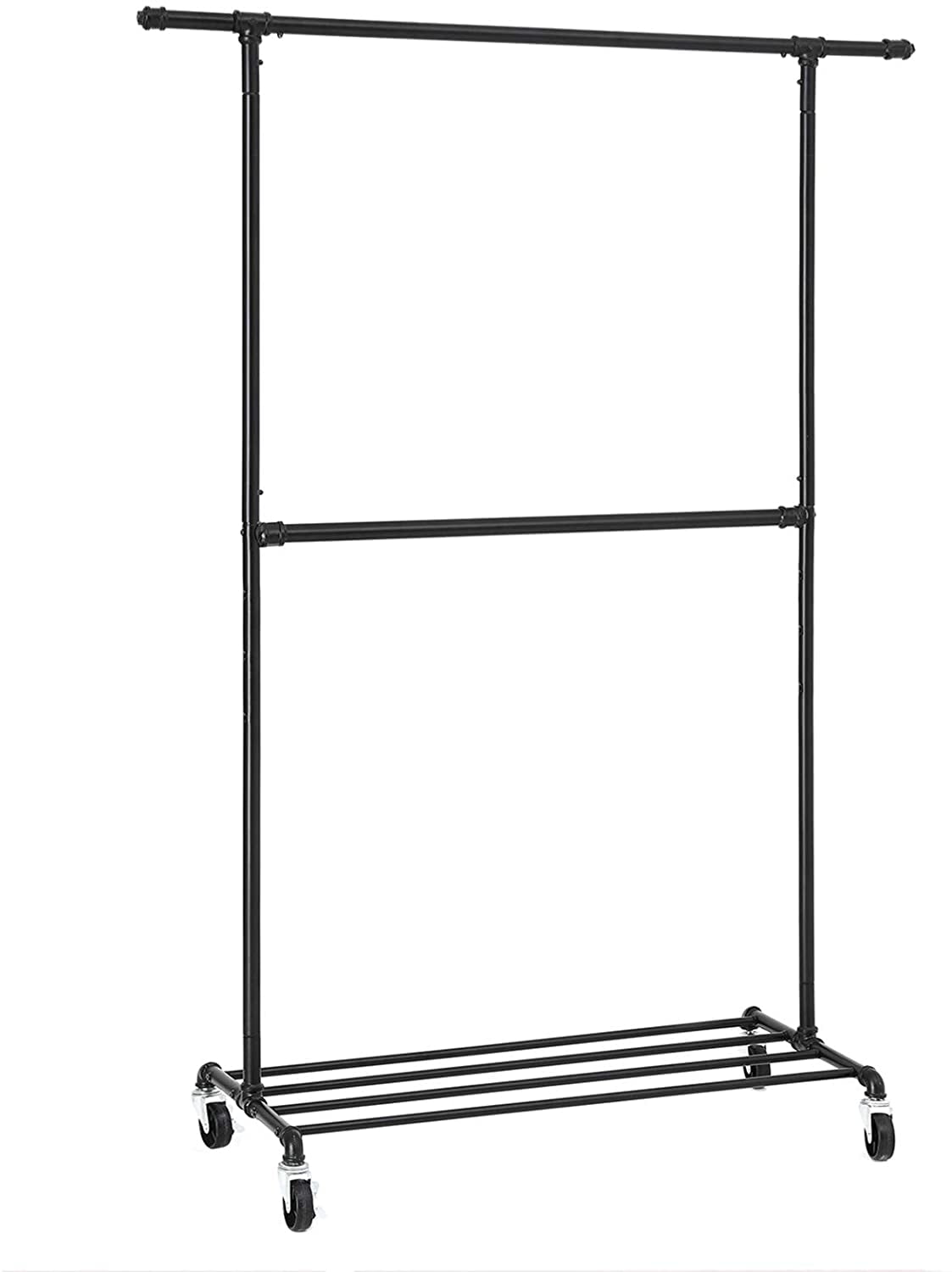 Shoe Rack Stainless Steel Zoternen Double Clothes Rail with Wheels and Adjustable Height