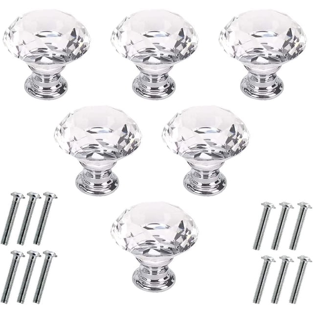 EcoNesxp Clear 10mm Diamond Shape Drawer Kitchen Cabinet Dressing Table Cabinet Wardrobe Handle 10mm Pieces Crystal Glass Cabinet Handle 6 Pieces Crystal Glass Cabinet Handle