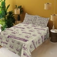 thumbnail image 2 of Ambesonne Emoji Funny Fitted & Top Sheet Set with Sham, Modern Laughing Faces, Plum and Pale Khaki, 2 of 5