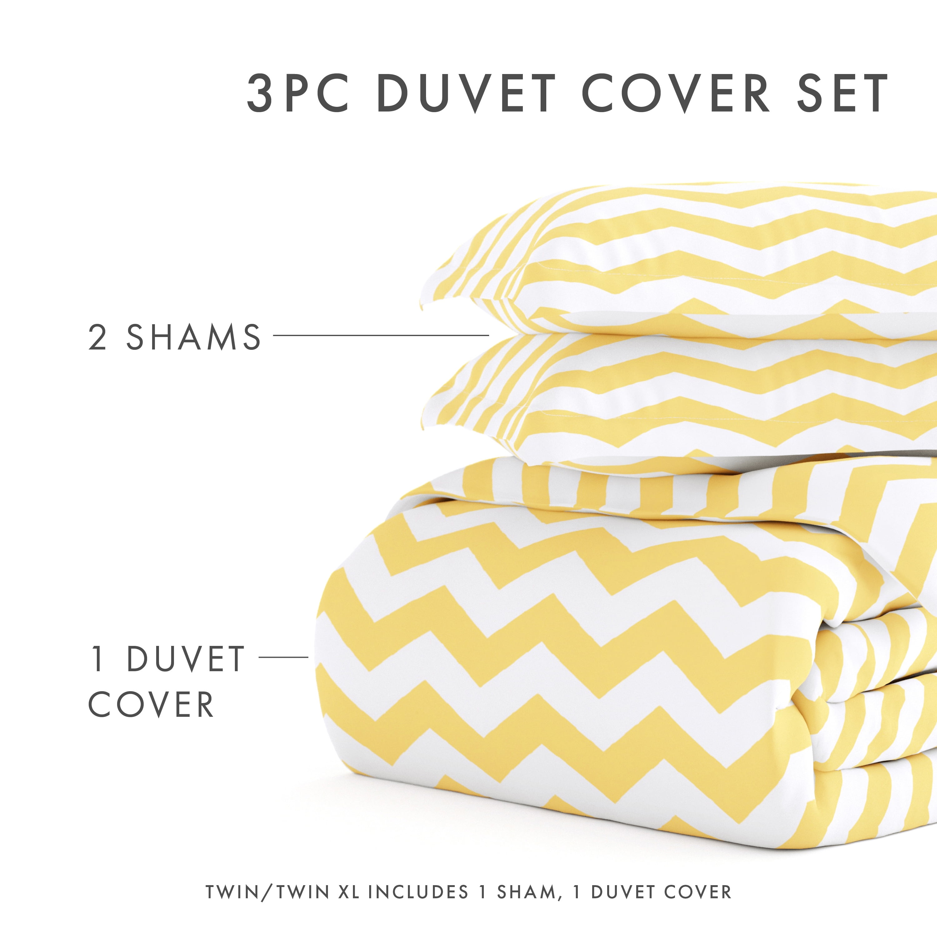 Noble Linens Yellow Arrow Pattern 2-Piece Duvet Cover Set, Twin/TwinXL