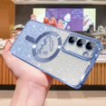 thumbnail image 3 of Zonrw Para Samsung Galaxy S23 Plus Funda Magnética Para Mujer Niña Suave Lindo Lujo Amor Corazón Chapado Bling Degradado Glitter Funda Para Teléfono Compatible Con Magsafe Transparente A Prueba De Gol, 3 of 5