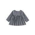 thumbnail image 6 of Bagilaanoe Toddler Baby Girl Fall Dress Plaid Long Sleeve A-line Dresses Headband 6M 12M 18M 24M 3T Infant Casual Swing Sundress, 6 of 9