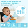 thumbnail image 7 of Sili Monster Baby Silicone Feeding Set with Sippy Cup Suction Plate Bowl Utensils Cup (Breeze Blue), 7 of 7