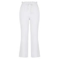 thumbnail image 4 of Cotton Linen Pants for Women Elastic Waist Drawstring Straight Leg Pants Casual Comfy Lounge Trousers with Pockets White, 4 of 8