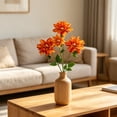 thumbnail image 6 of 4 Head Realistic Dahlia Artificial Flower Bouquet, Premium Silk Faux Floral Arrangement, Elegant Decor for Wedding, Party, Home, Vase, Table Centerpiece & Event, Orange, 6 of 7