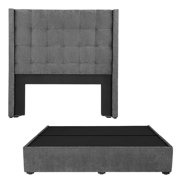 Box Base Cama king Size + Cabecera Titan Gris Oscuro