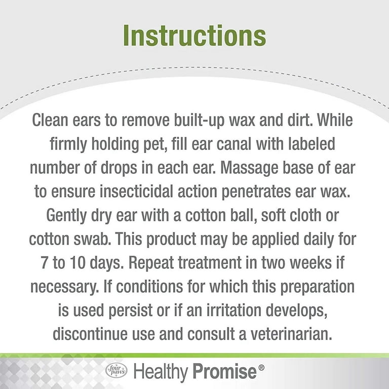 Four Paws Healthy Promise Aloe Ear Mite Relief Drops Pet Medicine for Cats 0.75 Fl. Oz. Walmart