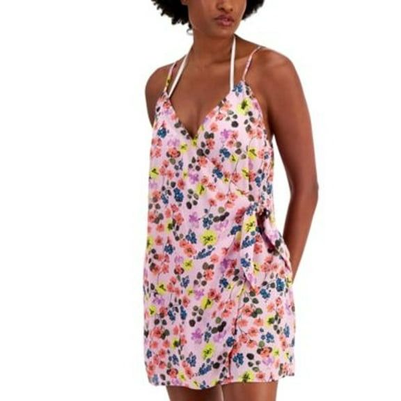 Miken Junior's Tie Front Faux Wrap Cover Up Dress Swimsuit Purple Size X-Large