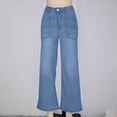 thumbnail image 6 of Cutuoiiu Women's Casual Plus Size High Waist Loose Wide Leg Cropped Denim Jeans with Patch Pockets Gifts, 6 of 6
