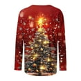 thumbnail image 5 of Horkkom Christmas Shirts for Women Holiday Party Xmas Tree Print Long Sleeve Shirts Plus Size Crewneck Christmas Tops XXXXXL, 5 of 9