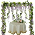 thumbnail image 3 of Zukuco Wisteria Artificial Flowers Garland, 4 Pcs Total 24.9ft Artificial Wisteria Vine Silk Hanging Flower for Home Garden Outdoor Ceremony Wedding Arch Floral Decor, 3 of 7
