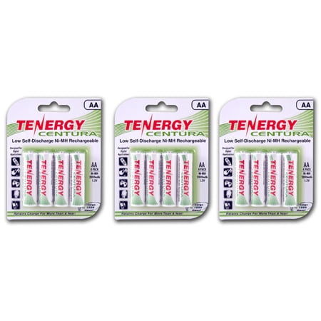 Tenergy Centura AA 2000mAh Low Self-Discharge (LSD) NiMH Rechargeable Batteries, 3 Cards