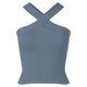 thumbnail image 4 of Camiseta sin mangas con cuello halter lisa para mujer: corte ajustado, tejido elástico, ropa de fiesta/club, tallas S-L, contorno de pecho 62-66 cm, 4 of 5
