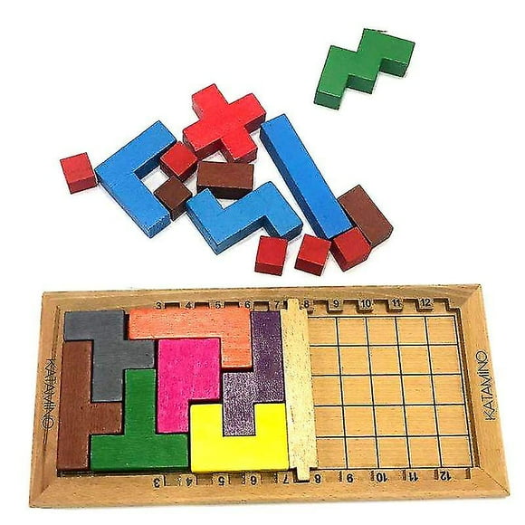 Jeu de Casse-Tête en Bois Katamino Tetris Casse-Tête Magique Casse-Tête Cérébral Chil