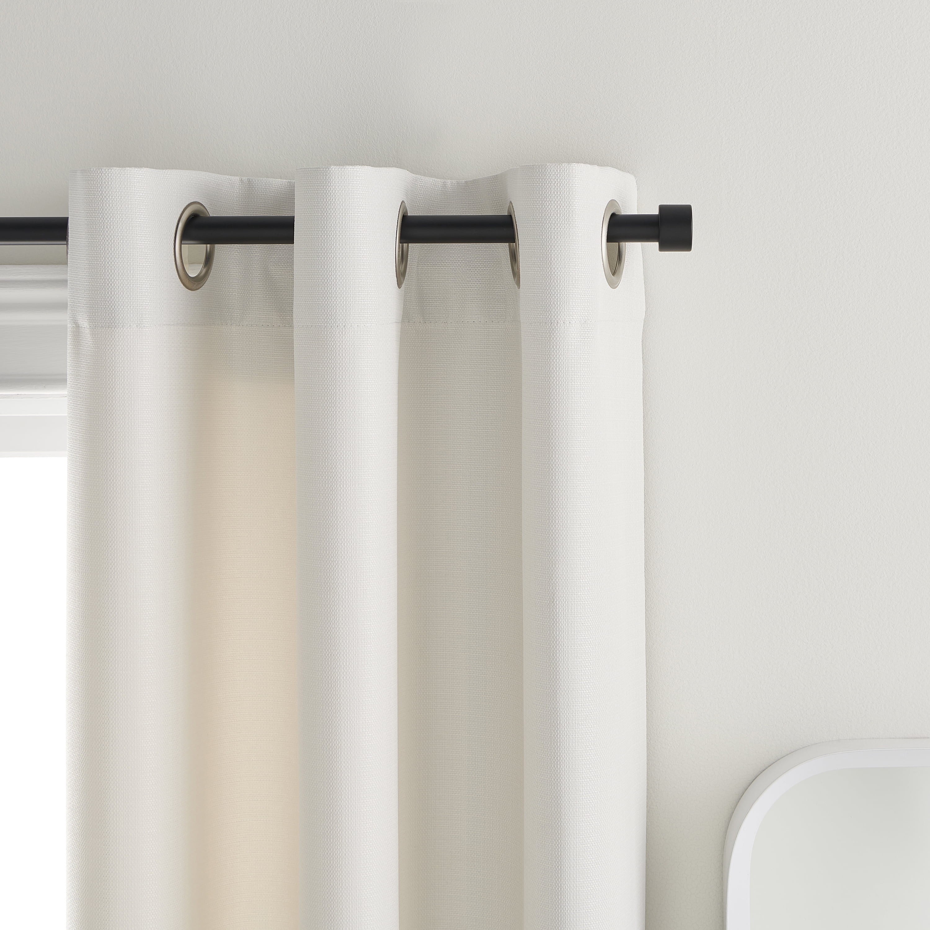 Mainstays 3/4" Matte Black End Cap Adjustable Single Curtain Rod Set, 30-84"